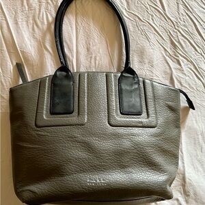 Nicole Miller gray/black Leather-like Tote Bag
